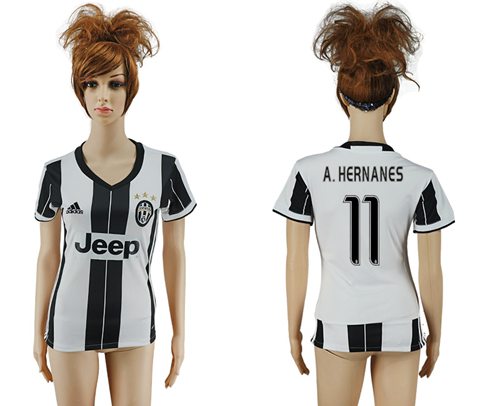 Women's Juventus #11 A.Hernanes Home Soccer Club Jersey